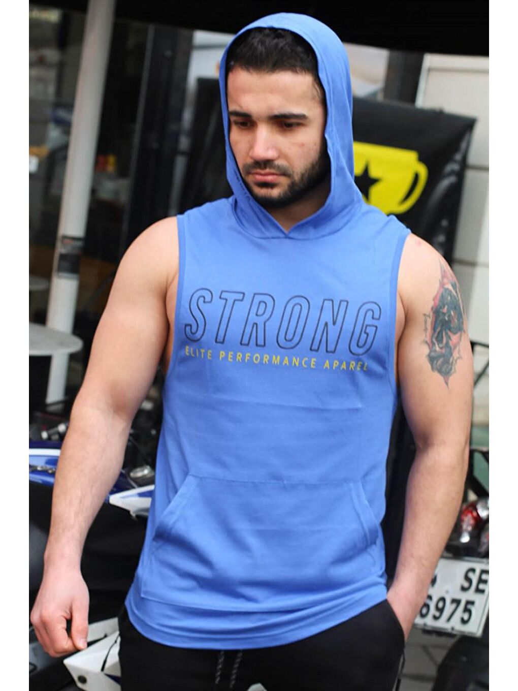 İndigo kapüşonlu Atlet 2992-3