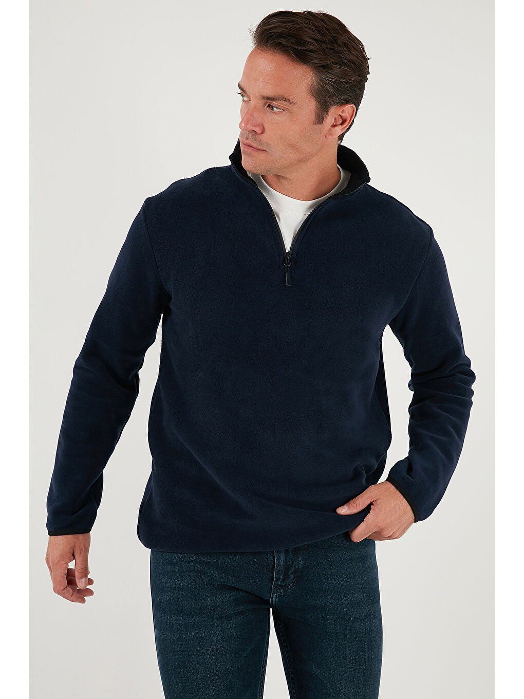 Haki Slim Fit Yarım Fermuarlı Dik Yaka 2'li Paket Polar 5906003S2-2