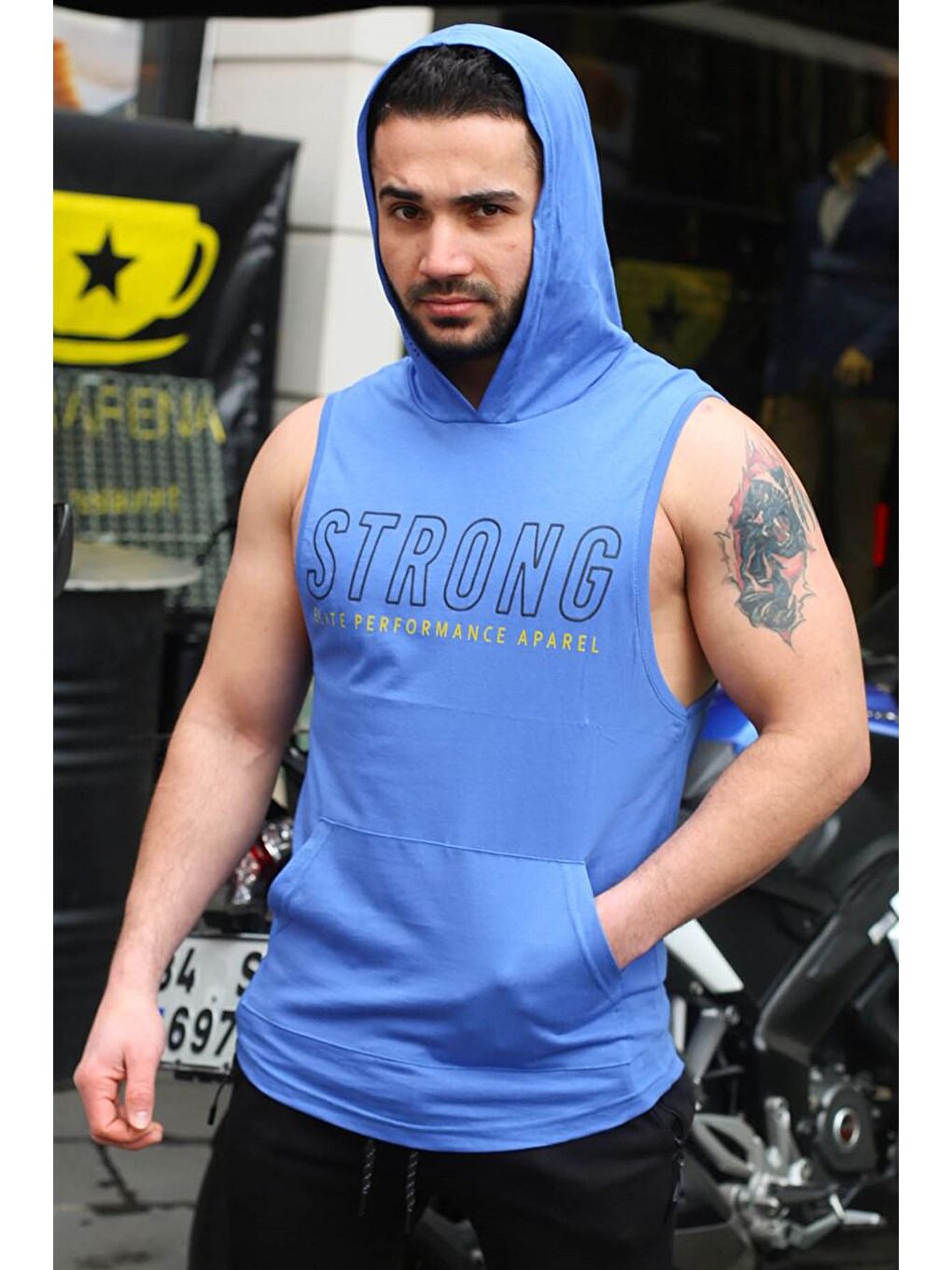 İndigo kapüşonlu Atlet 2992-4