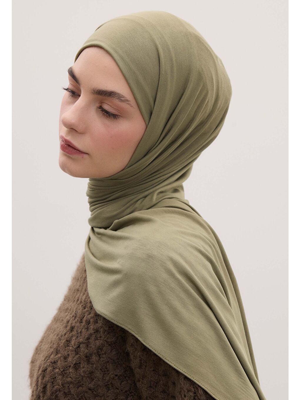 Bambu Penye Şal Haki-3