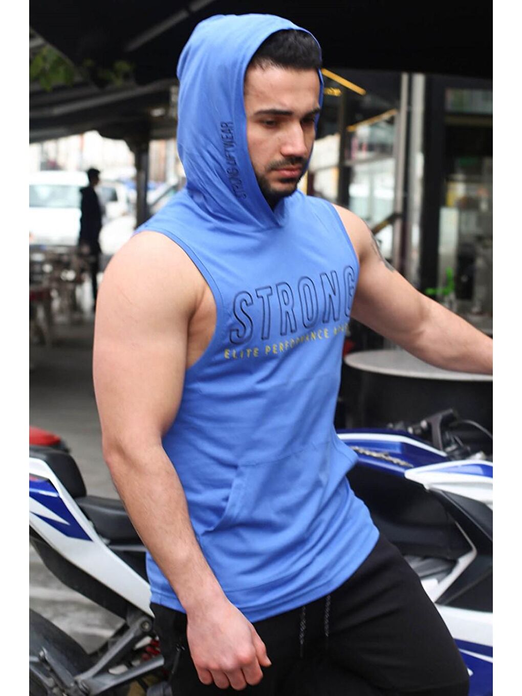 İndigo kapüşonlu Atlet 2992-5