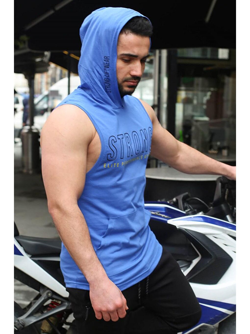 İndigo kapüşonlu Atlet 2992-6