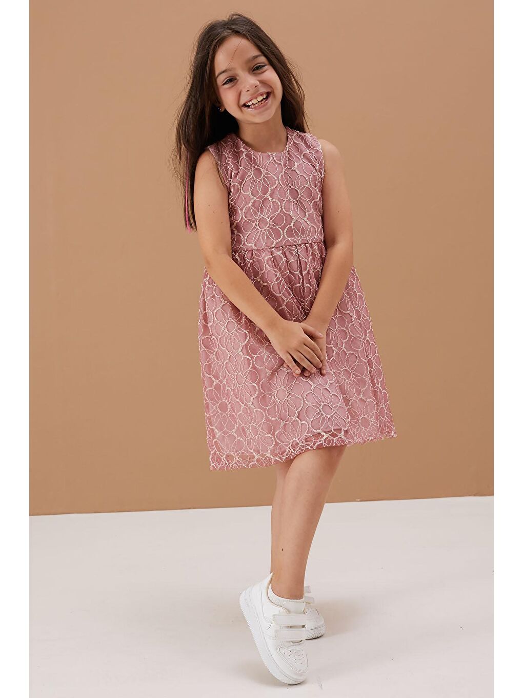 Pembe Jean Crop Ceketli Tüllü Kız Çocuk Elbise Takımı 19113-4