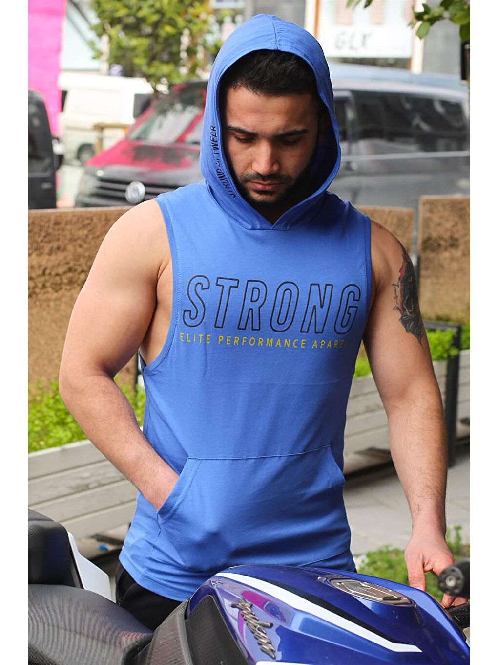 İndigo kapüşonlu Atlet 2992-7