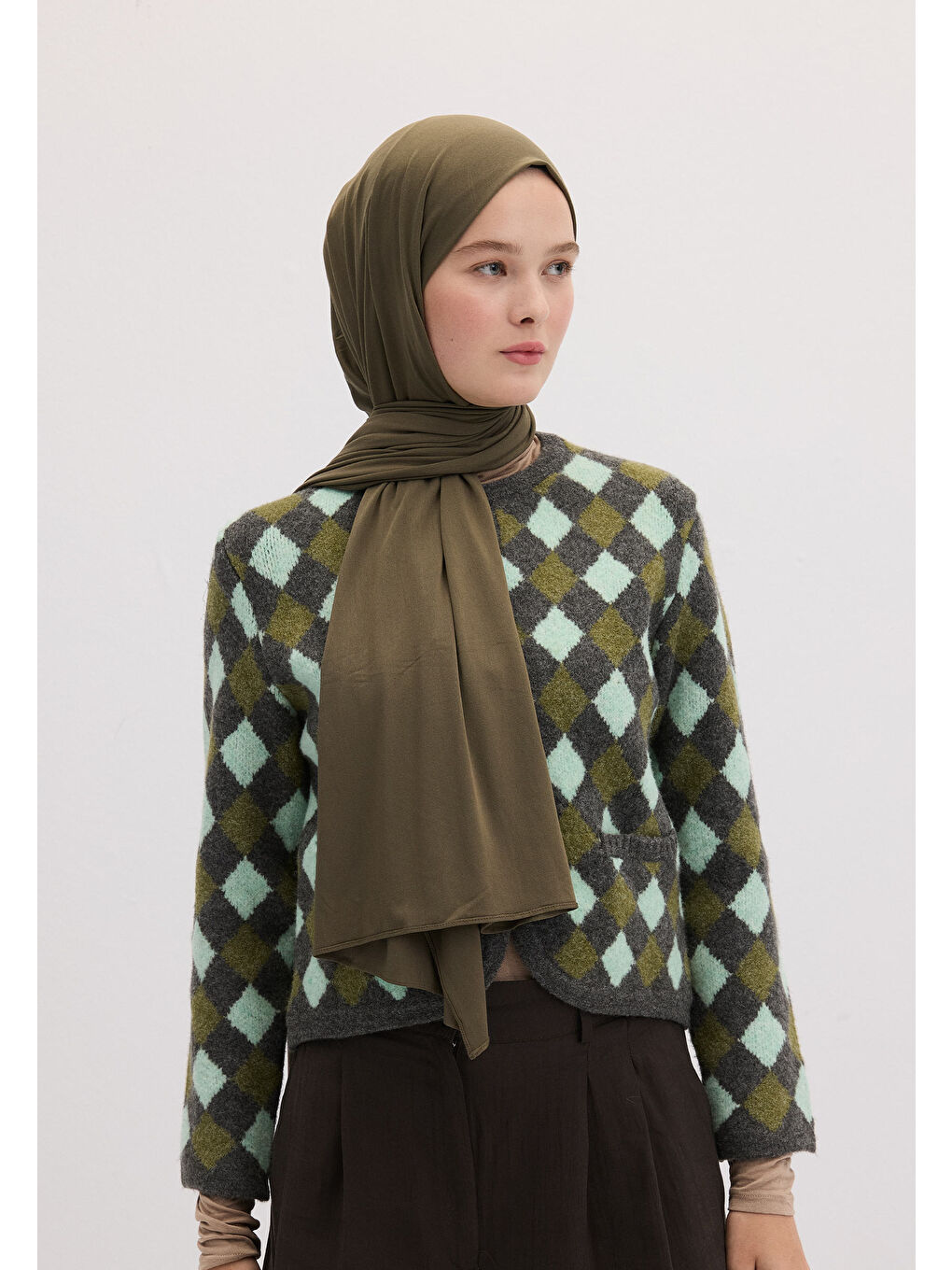 Gri Bambu Penye Şal Kül