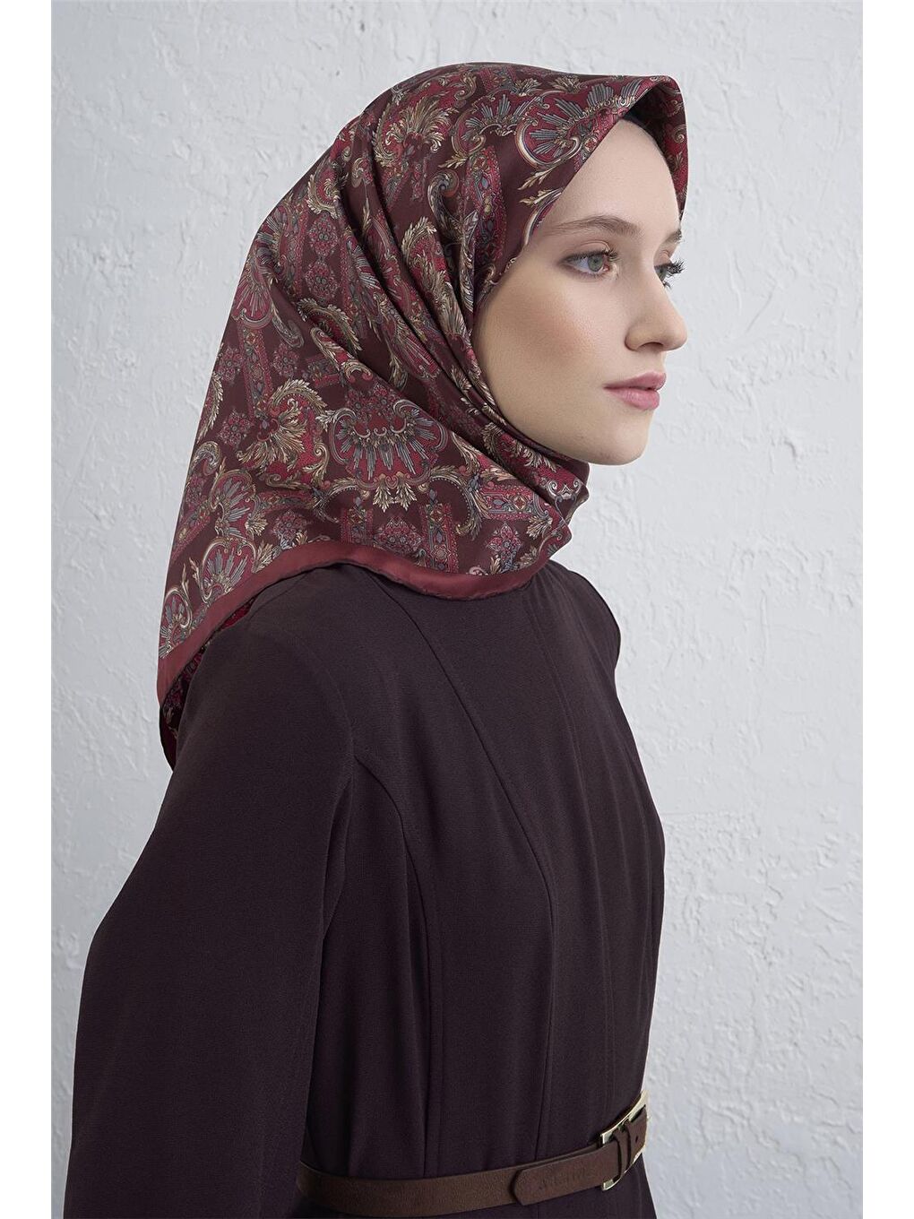 Bordo Saf İpek Sura Eşarp 9416D 84-1