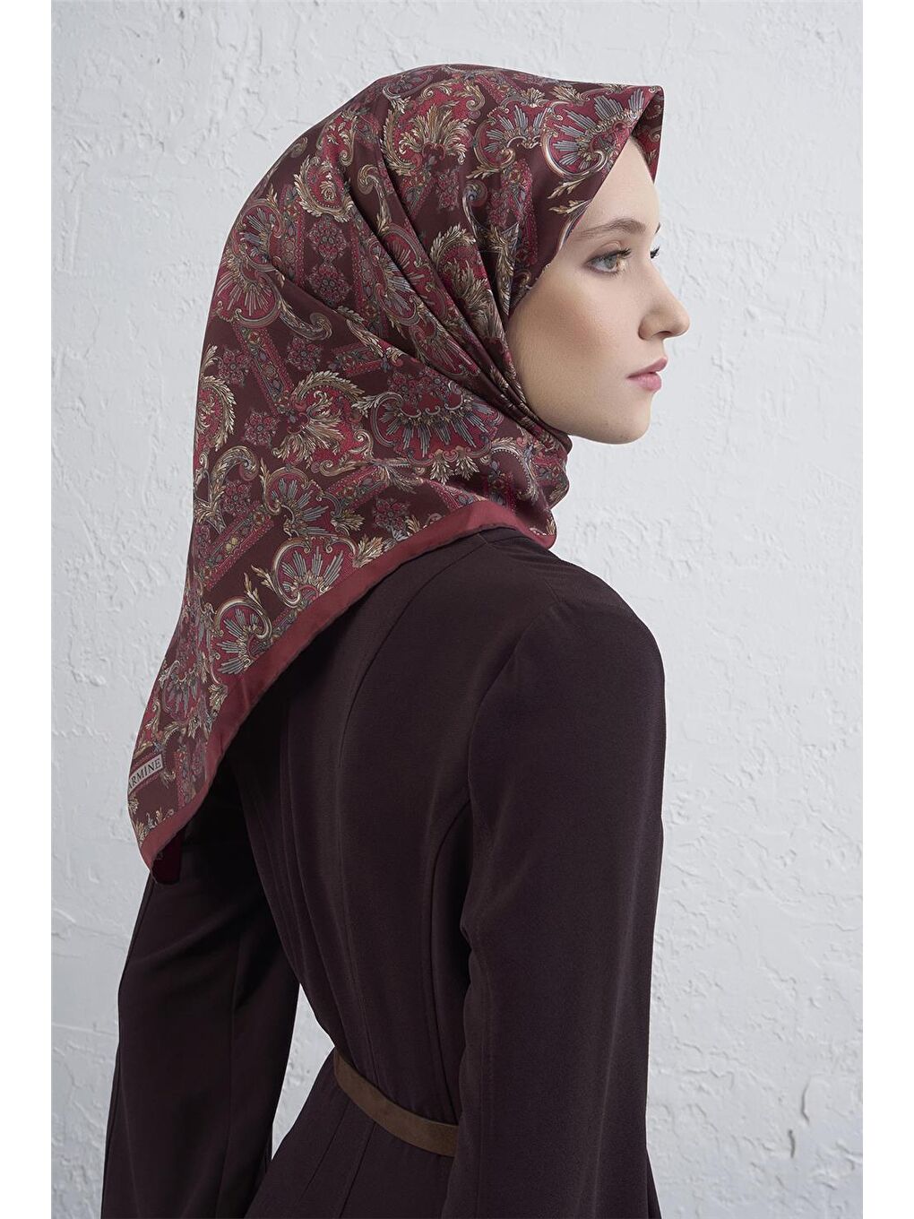 Bordo Saf İpek Sura Eşarp 9416D 84-2