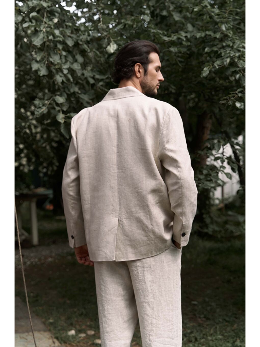 Bej Carlo Naturel Keten Erkek Blazer-4