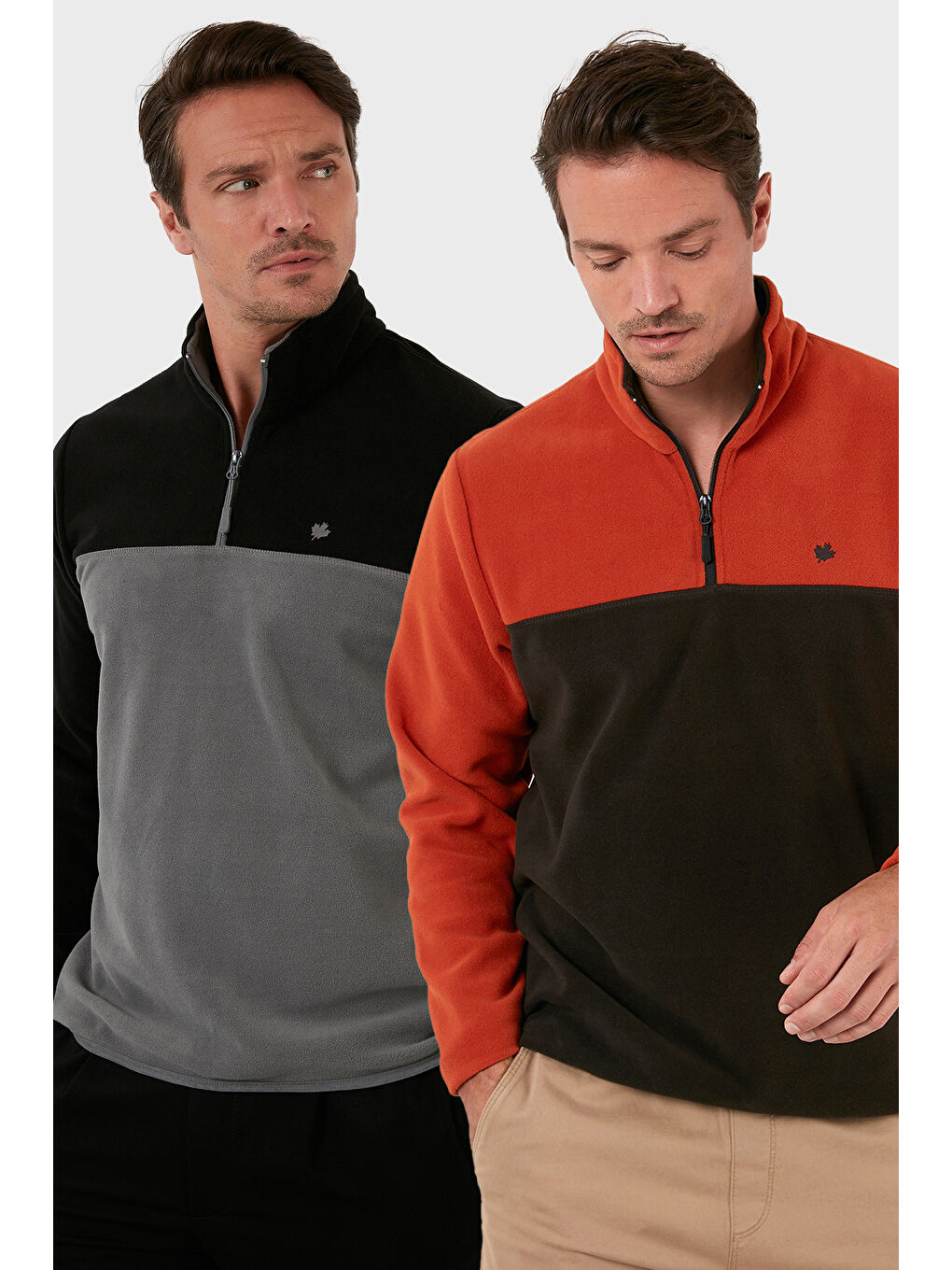 Turuncu Regular Fit Anti-Pilling Tüylenme Yapmayan Dik Yaka Şardonlu 2'li Paket Polar 5906016S2