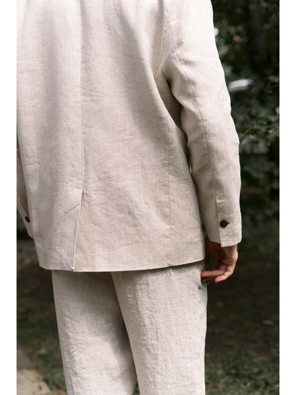 Bej Carlo Naturel Keten Erkek Blazer-7