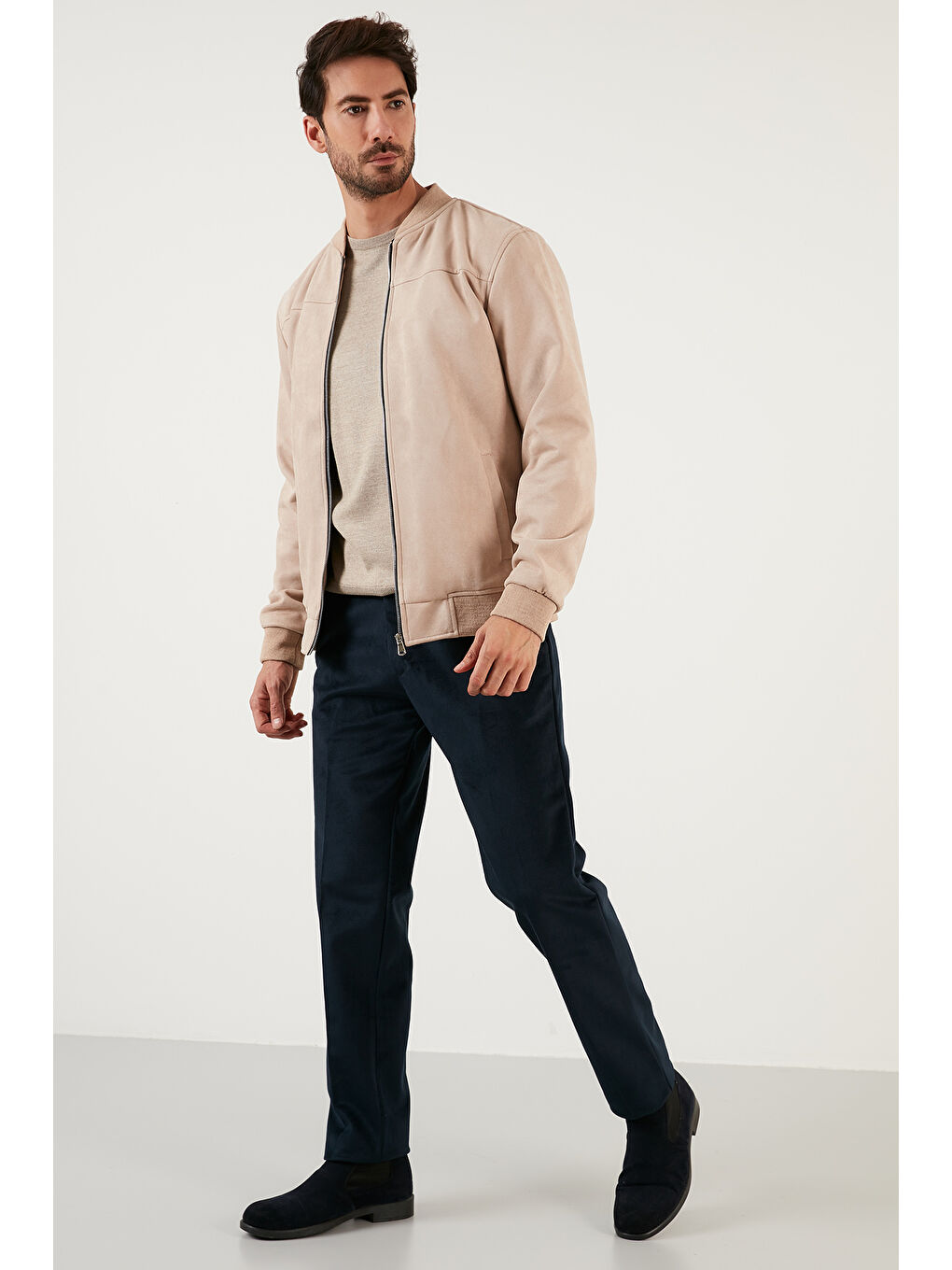 Gri Normal Bel Regular Fit Düz Paça 2'li Paket Kadife Pantolon 645MERLINS2-3