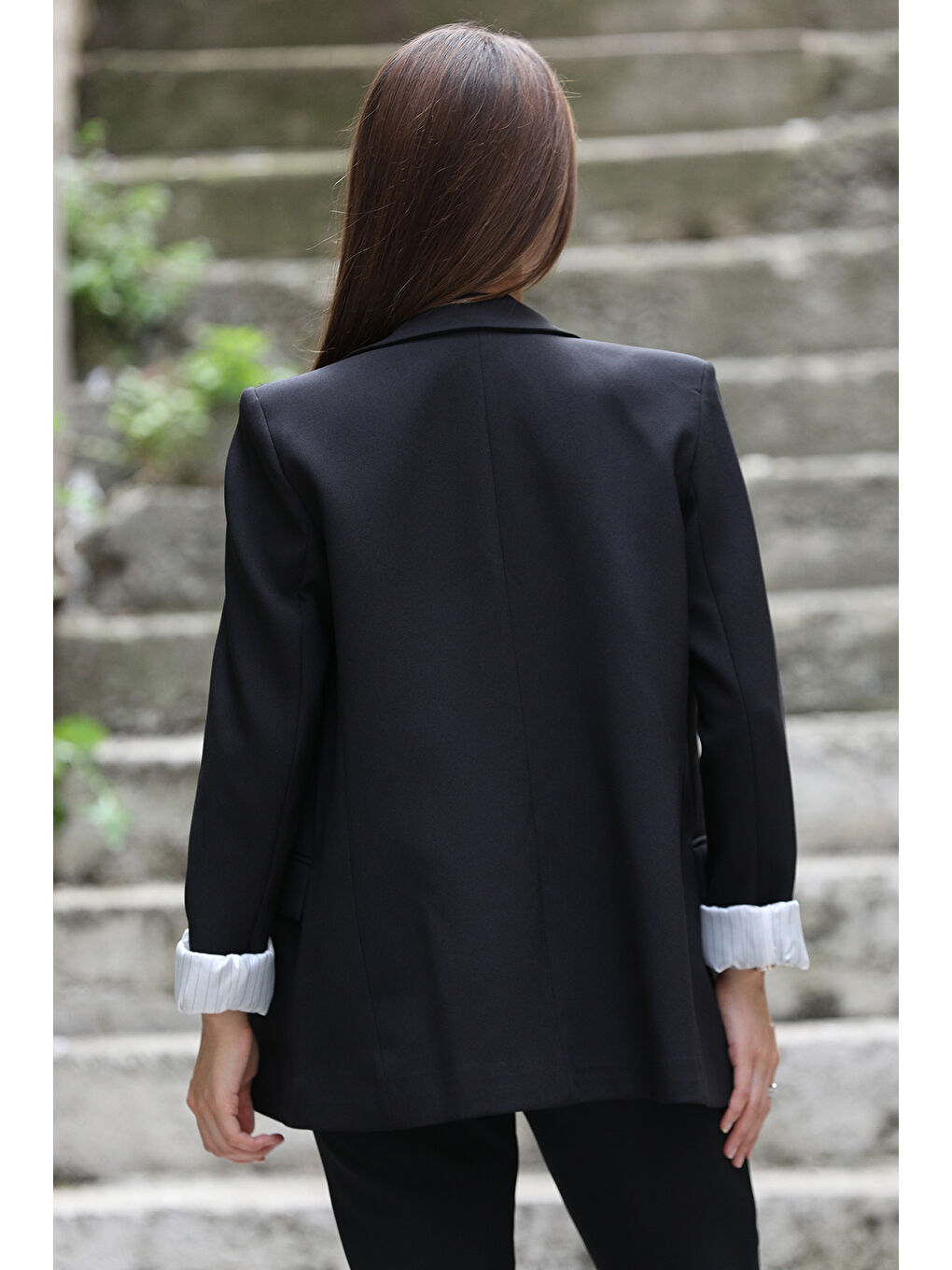 Siyah Kadın Astarlı Blazer Ceket-3
