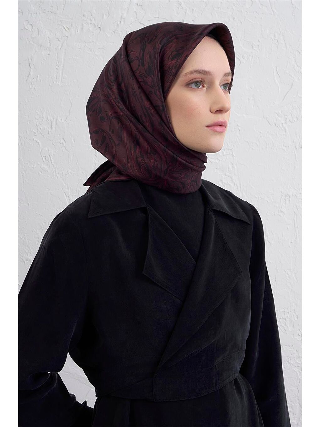 Bordo Saf İpek Sura Eşarp 9431D 53-1