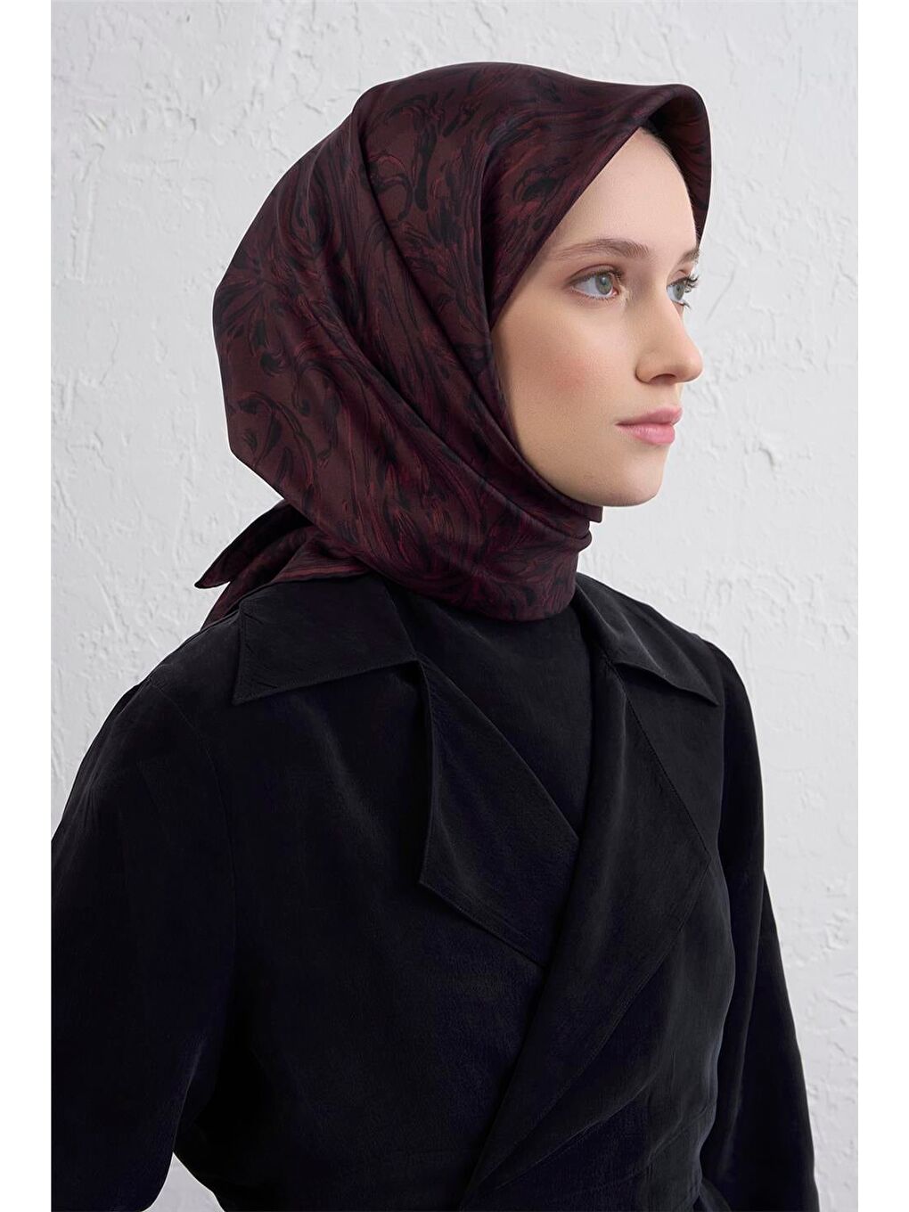 Bordo Saf İpek Sura Eşarp 9431D 53-2