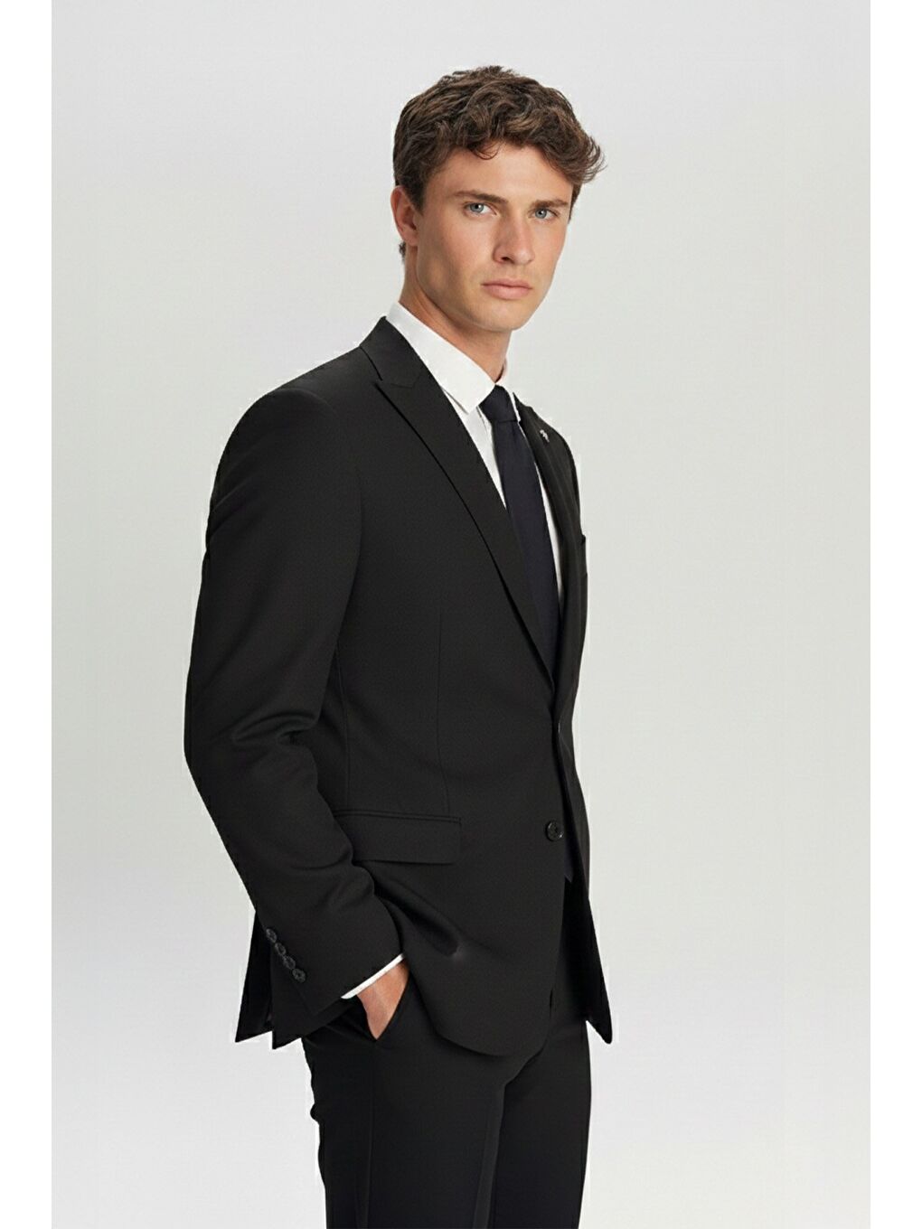 Siyah Casual Erkek Takım Elbise-1