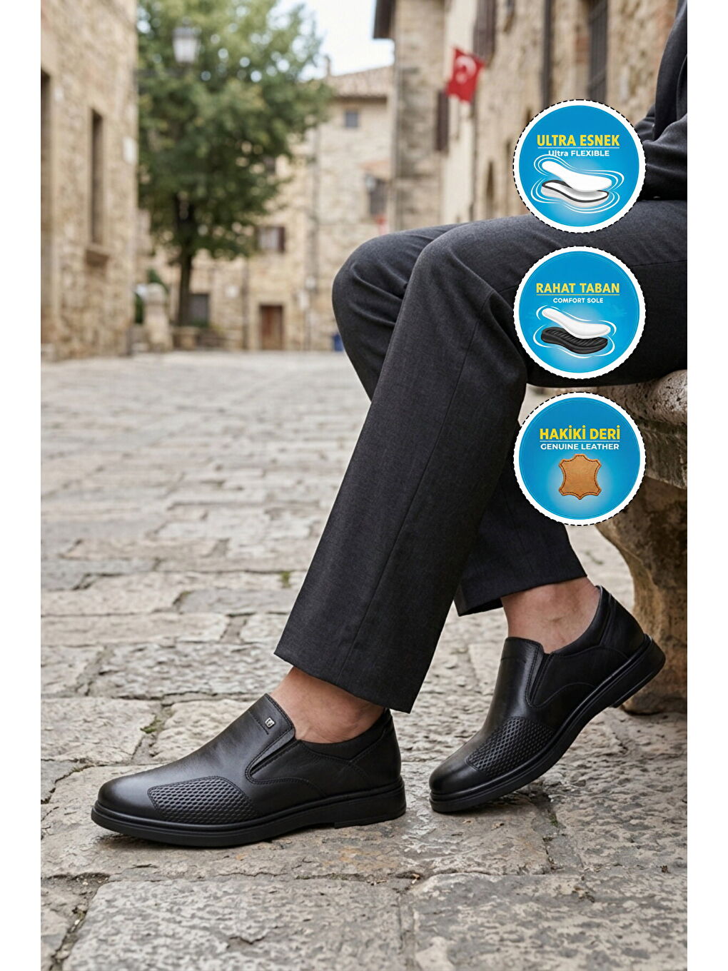 Siyah Hakiki Deri Erkek Casual Ayakkabı 320 M-2