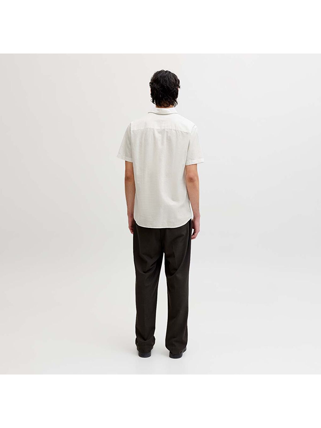 Breeze Linen Blend Erkek Beyaz Klasik Yaka Gömlek-1