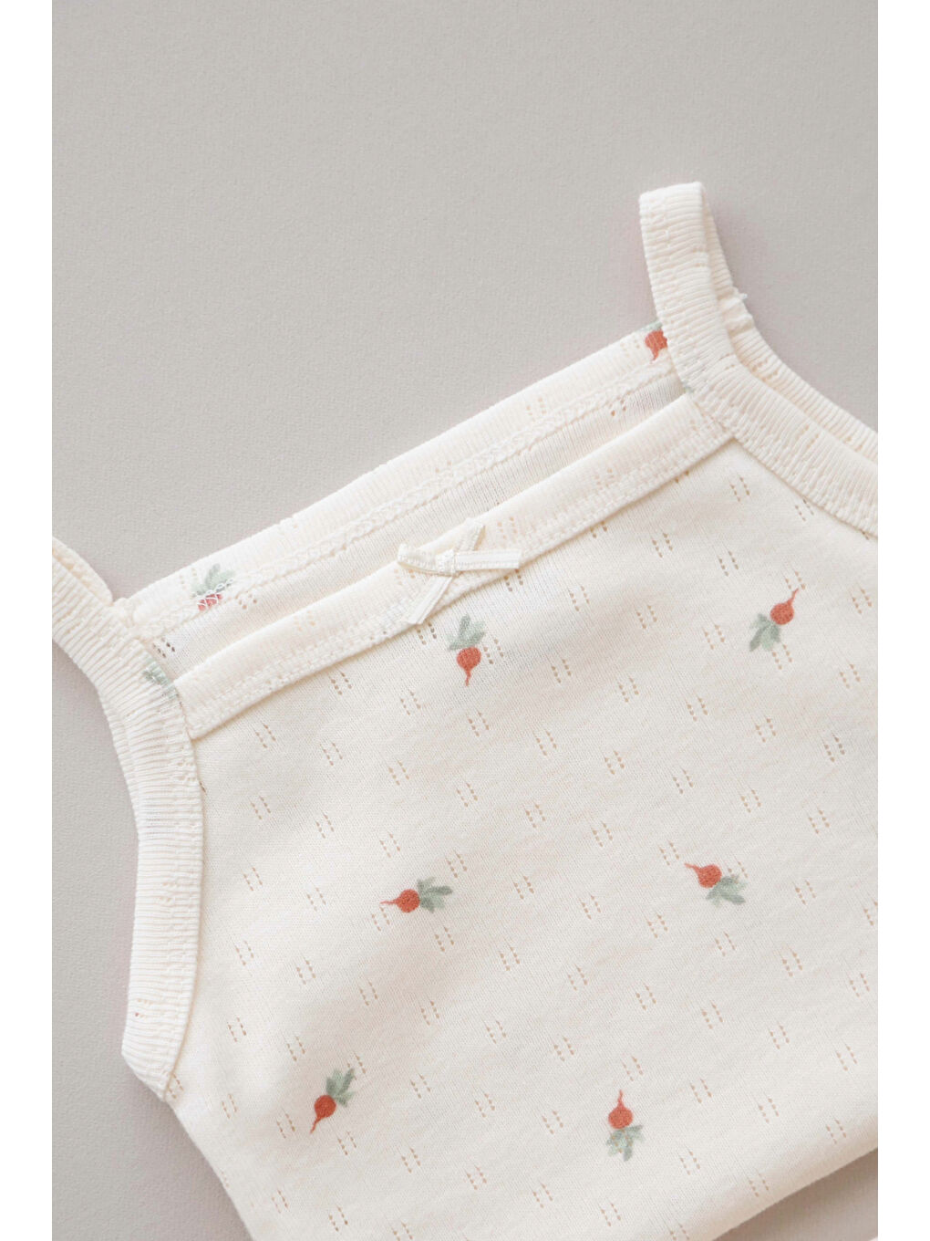 Kırmızı Turp Baskılı İp Askılı Bebek Body-2