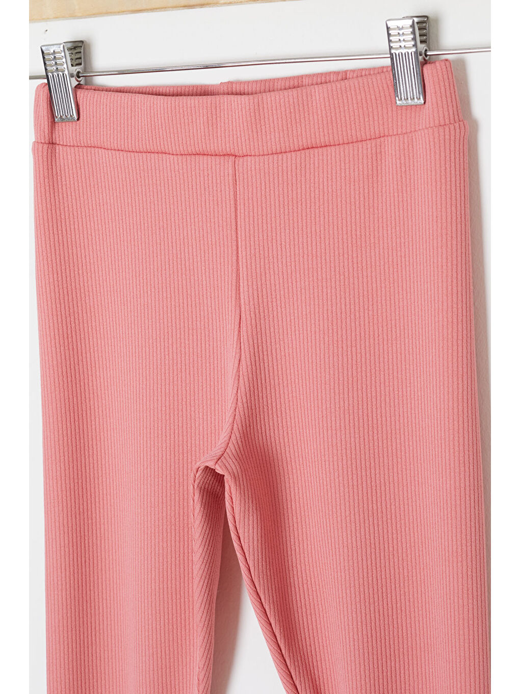 Pembe Somon Fiyonklu Tavşan Nakışlı Fitilli Kız Çocuk Yırtmaçlı Tayt 18149-1