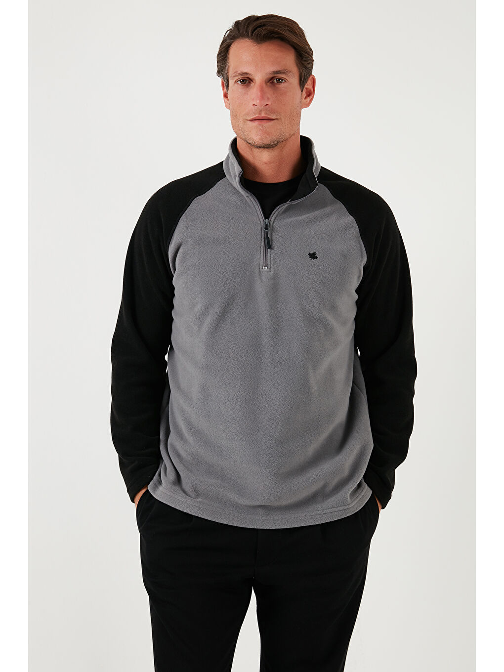 Ekru Slim Fit Yarım Fermuarlı Kışlık Şardonlu 2'li Paket Polar 5906055S2-1