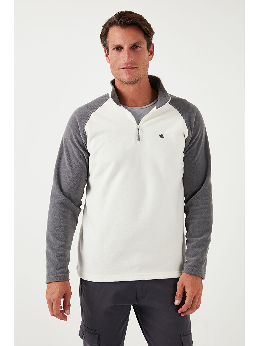 Ekru Slim Fit Yarım Fermuarlı Kışlık Şardonlu 2'li Paket Polar 5906055S2-2