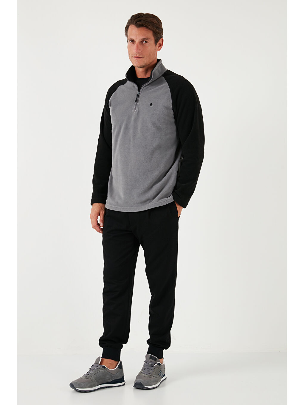 Ekru Slim Fit Yarım Fermuarlı Kışlık Şardonlu 2'li Paket Polar 5906055S2-3