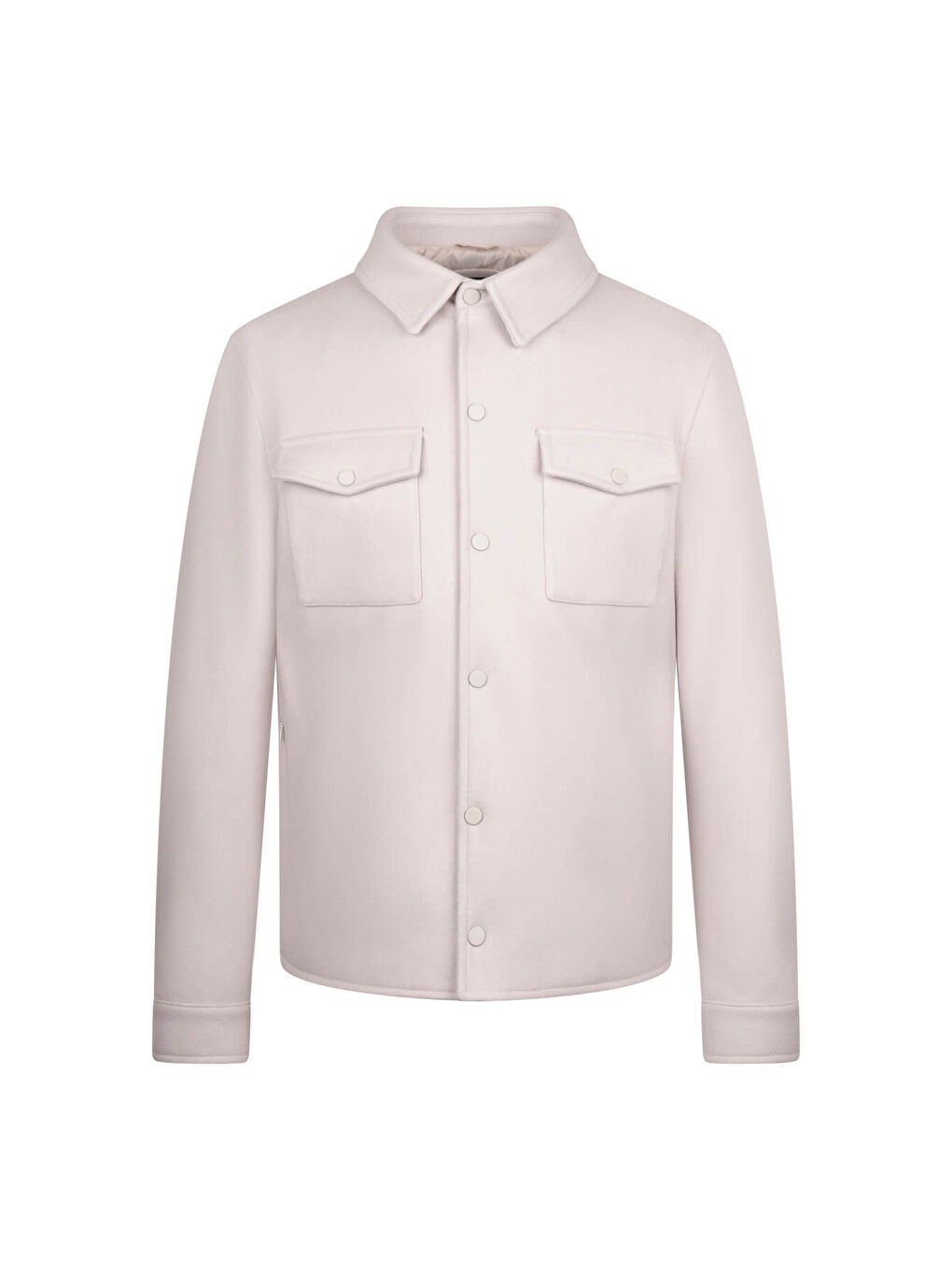 Bej Taş Regular Fit Bebe Yaka Yünlü Kaşe Mont