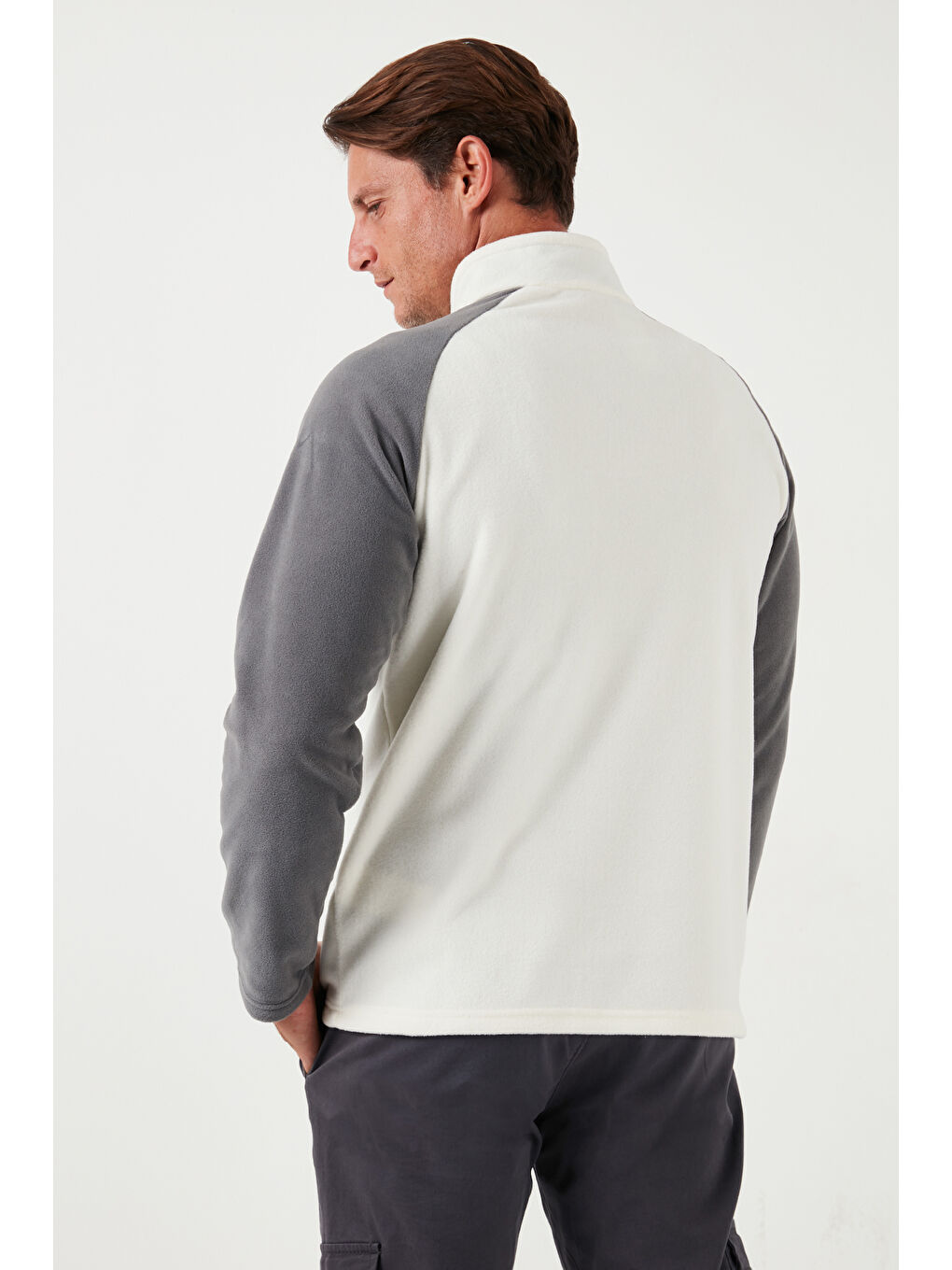 Ekru Slim Fit Yarım Fermuarlı Kışlık Şardonlu 2'li Paket Polar 5906055S2-4