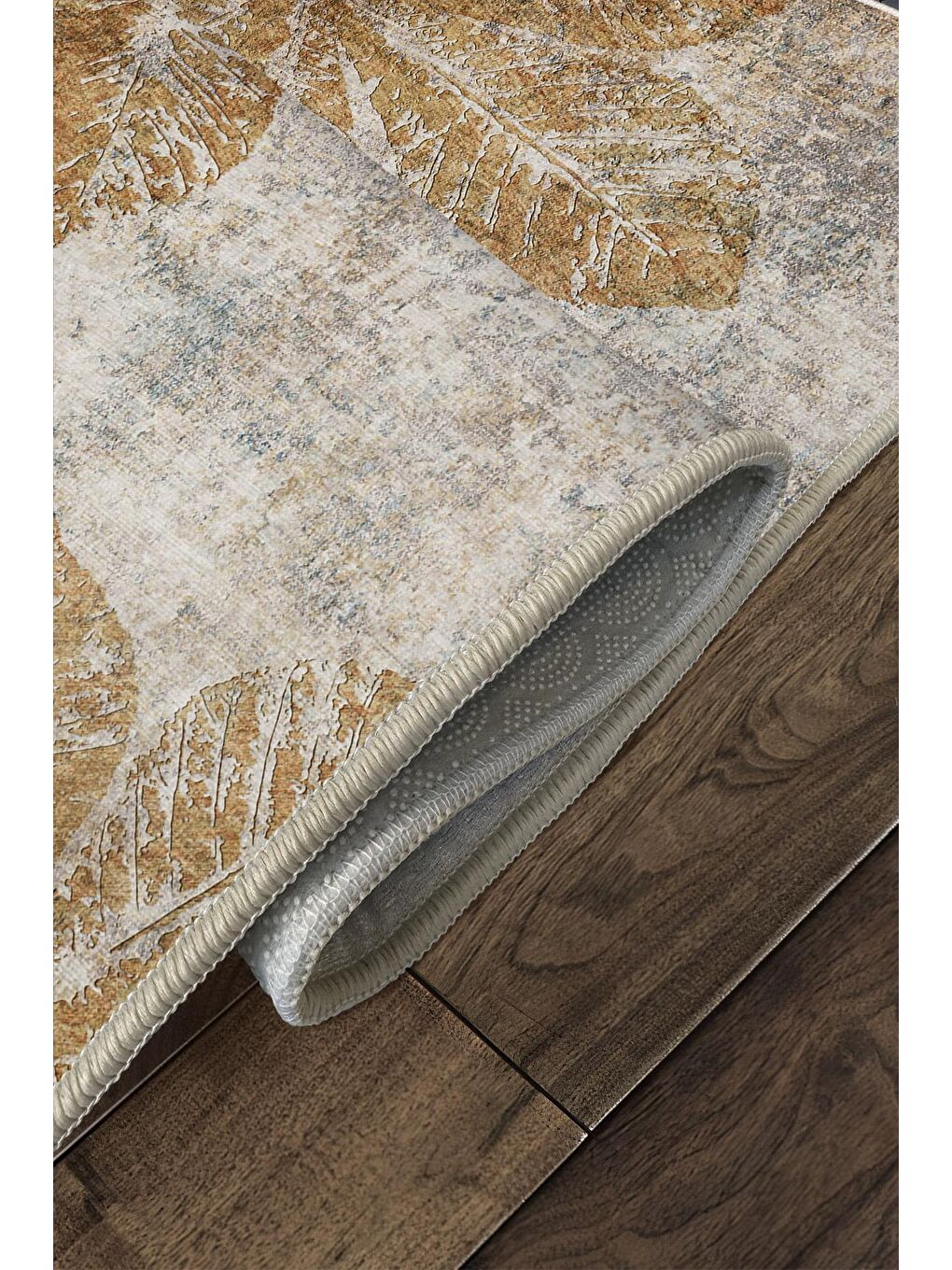 Bej Özel Tasarım, Kaymaz Taban, İnce, Yıkanabilir, Modern Halı WOOKECE1442 160x230-4