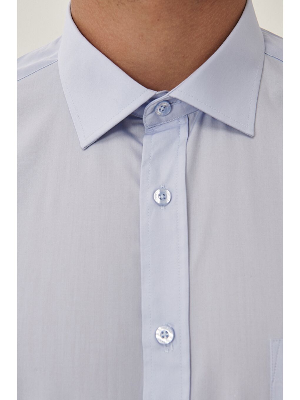 Erkek Açık Mavi Kolay Ütülenebilir Comfort Fit Geniş Kesim Klasik Yaka Gömlek-2