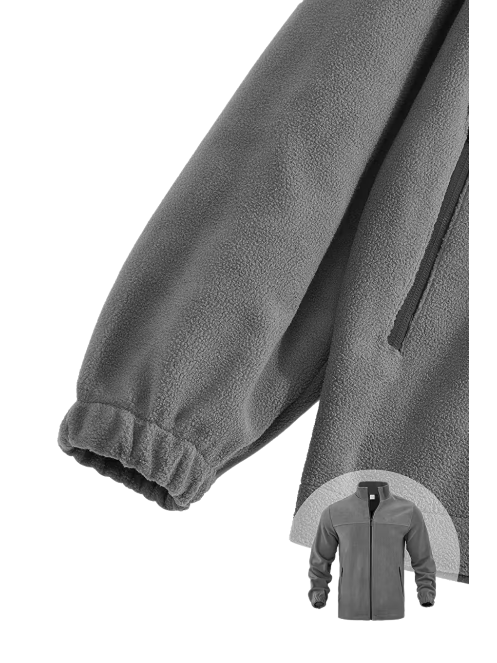 Gri Genıus Store Erkek Polar Bato Yaka Tam Fermuarlı Cepli Polar BATO-POLAR-2