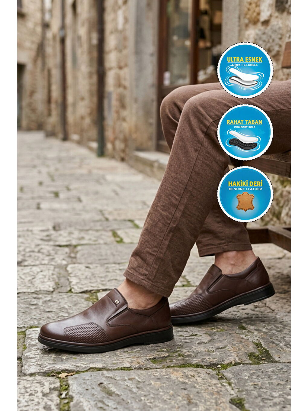 Kahverengi Kahve Hakiki Deri Erkek Casual Ayakkabı 320 M-2