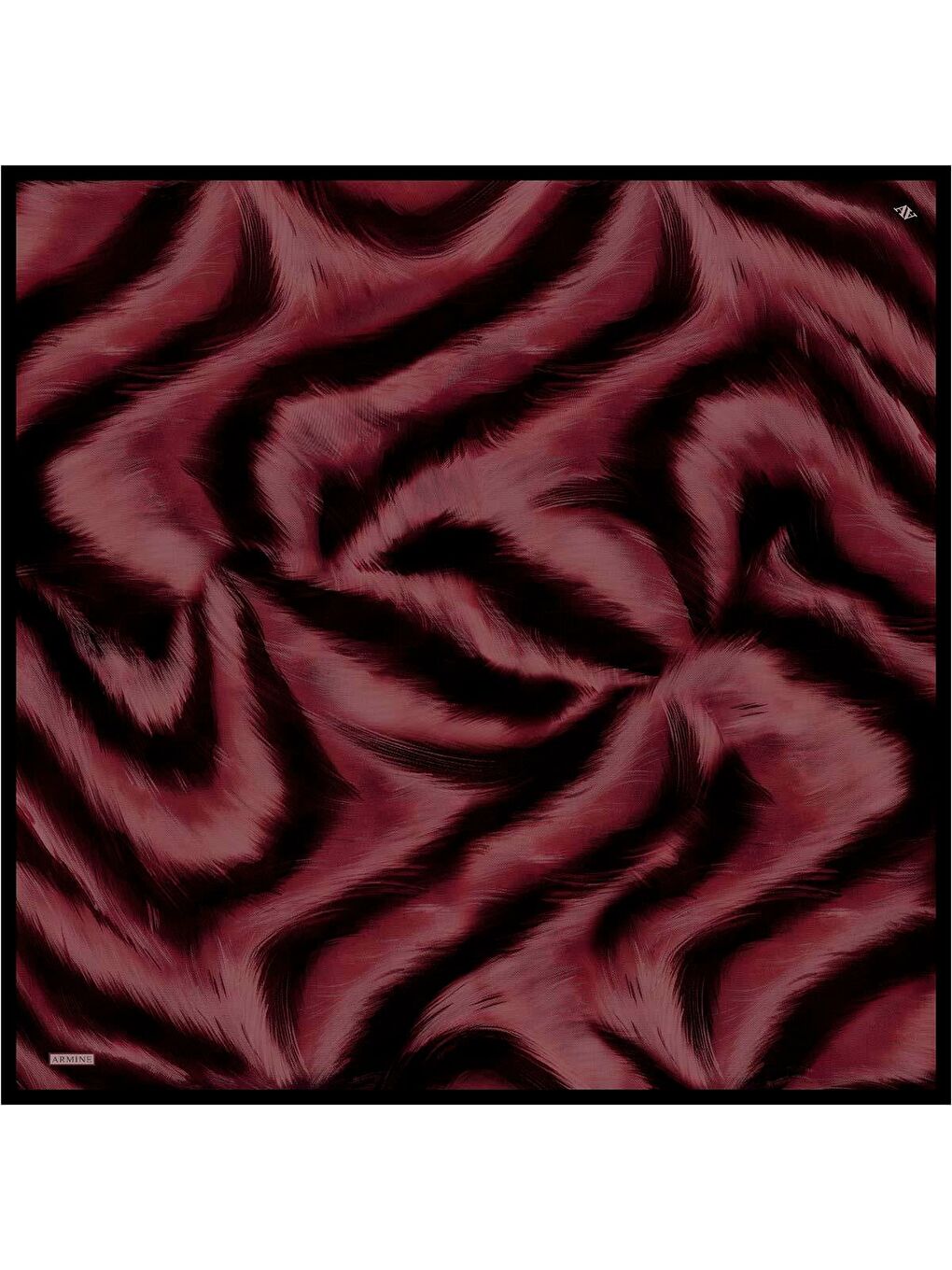 Bordo Leopar Desenli Saf İpek Twill Eşarp 9432D 05-3