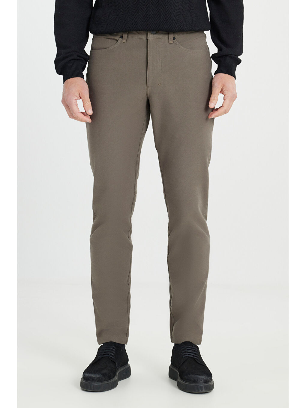 Erkek Haki 360 Her Yöne Esneyen Slim Fit Dar Kesim Pamuklu 5 Cep Casual Pantolon