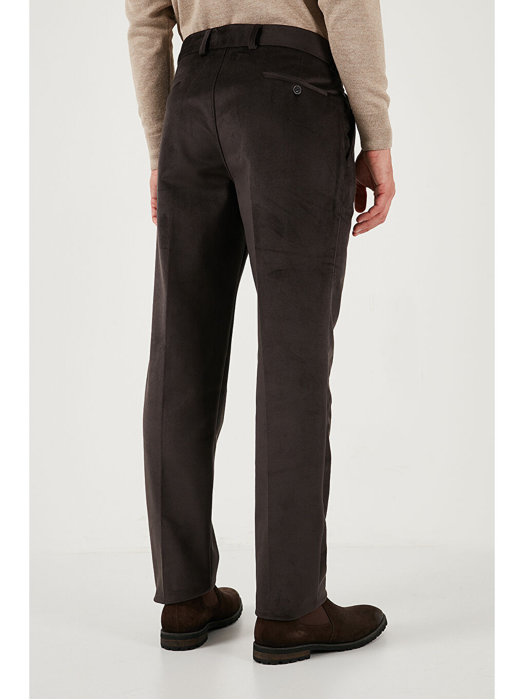 Kahverengi Normal Bel Regular Fit Düz Paça 2'li Paket Kadife Pantolon 645MERLINS2-4