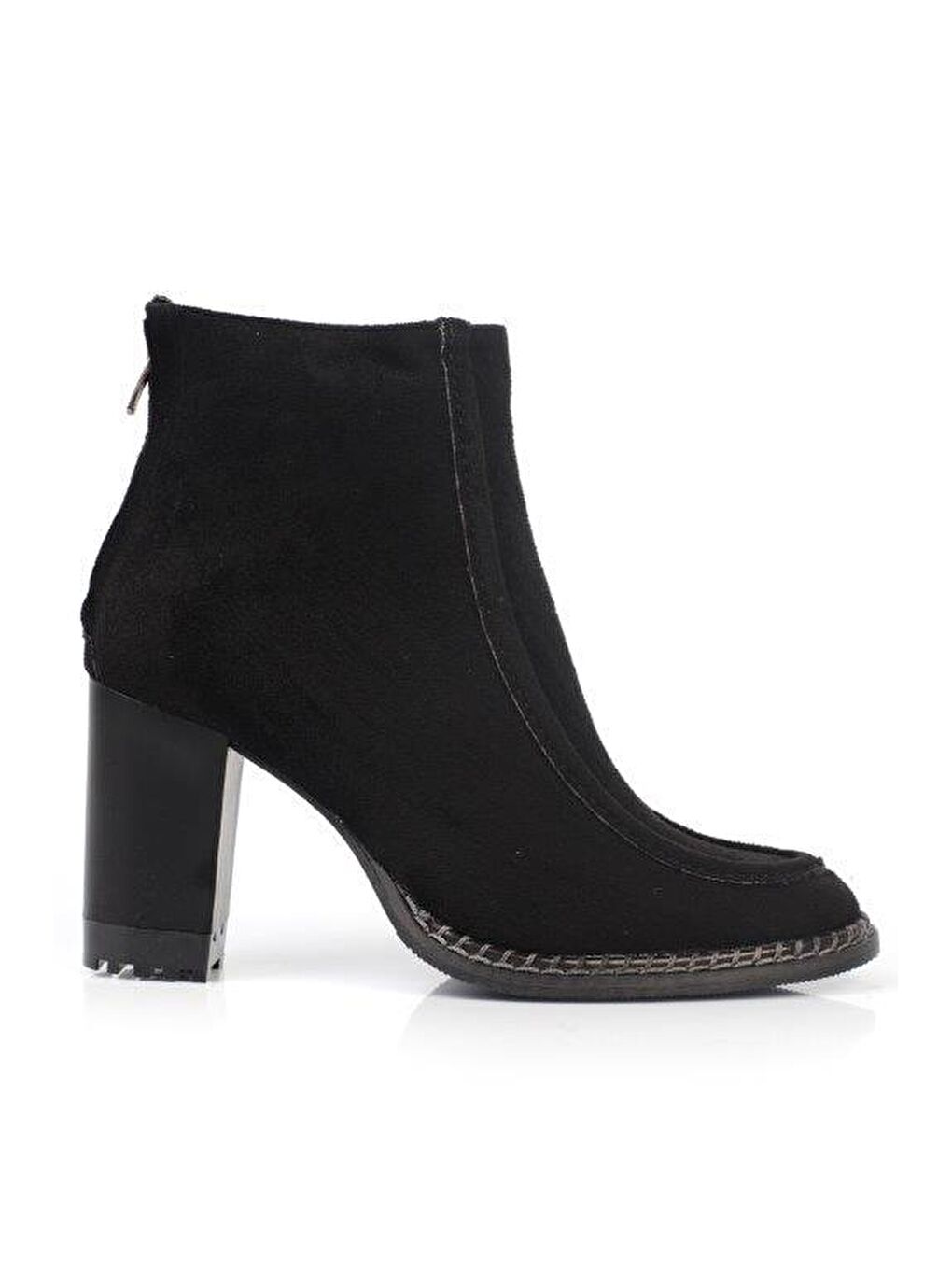 Siyah Dikiş Detaylı Topuklu Kadın Bot-1