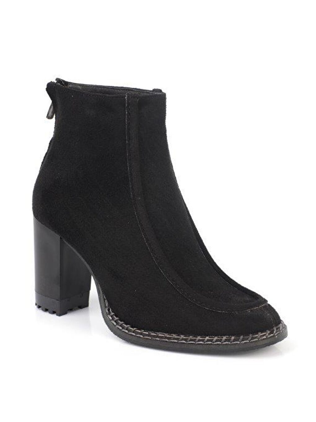 Siyah Dikiş Detaylı Topuklu Kadın Bot-2