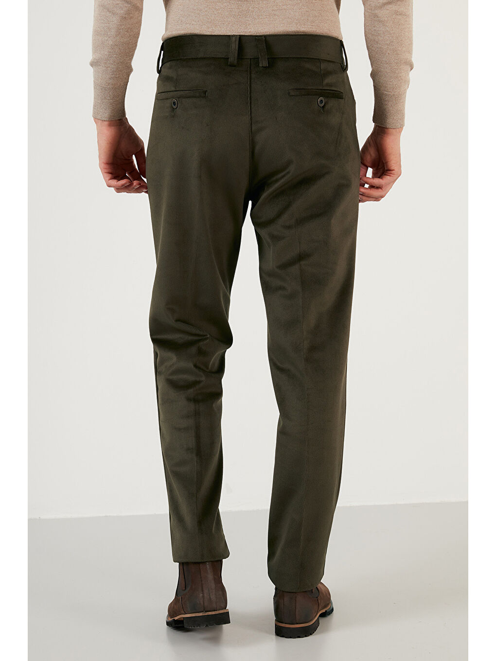 Haki Normal Bel Regular Fit Düz Paça 2'li Paket Kadife Pantolon 645MERLINS2-4