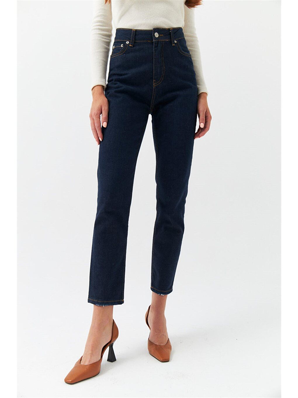 Mom Fit Lacivert Kadın Jean Pantolon-1