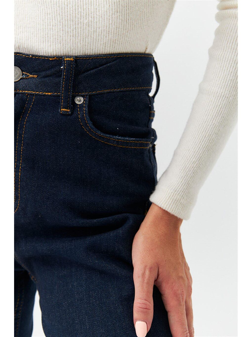 Mom Fit Lacivert Kadın Jean Pantolon-2