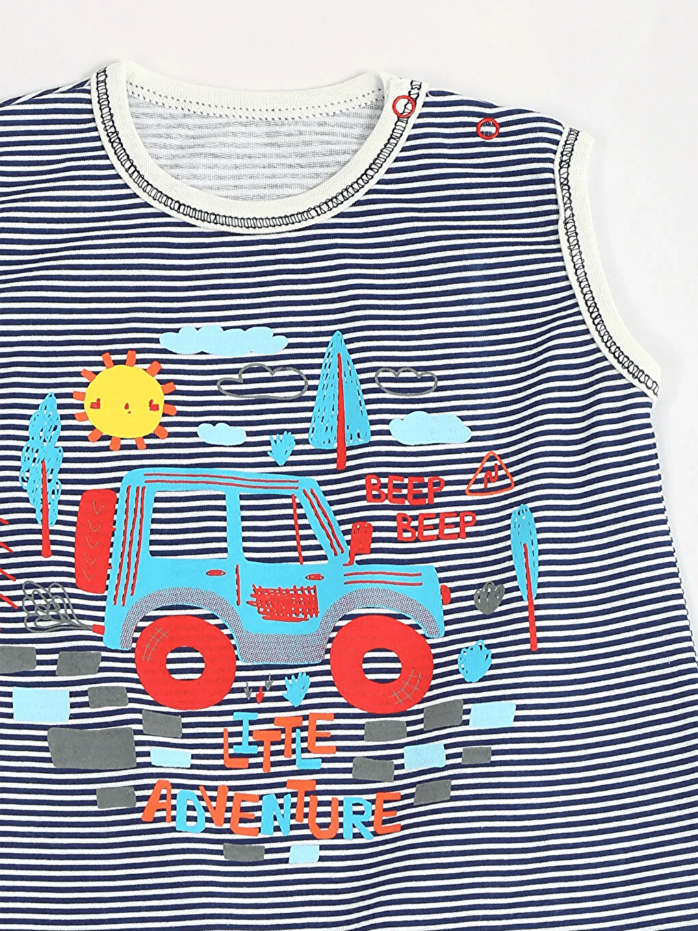 Siyah Bisiklet Yaka Baskılı Erkek Bebek Tulum-2