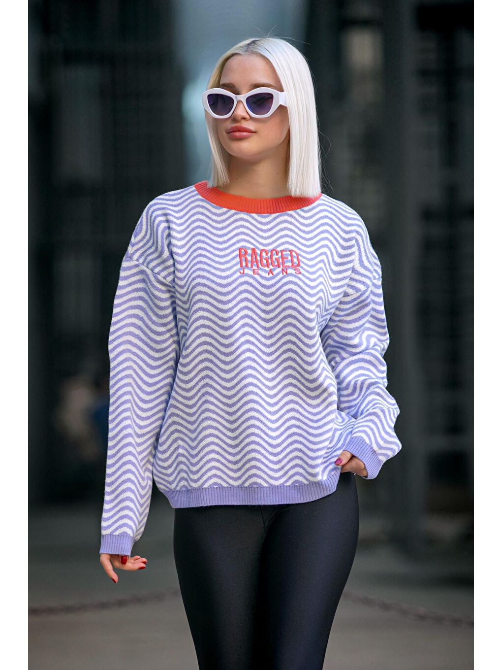 Lila Oversize Yeşil Kazak Mg1251