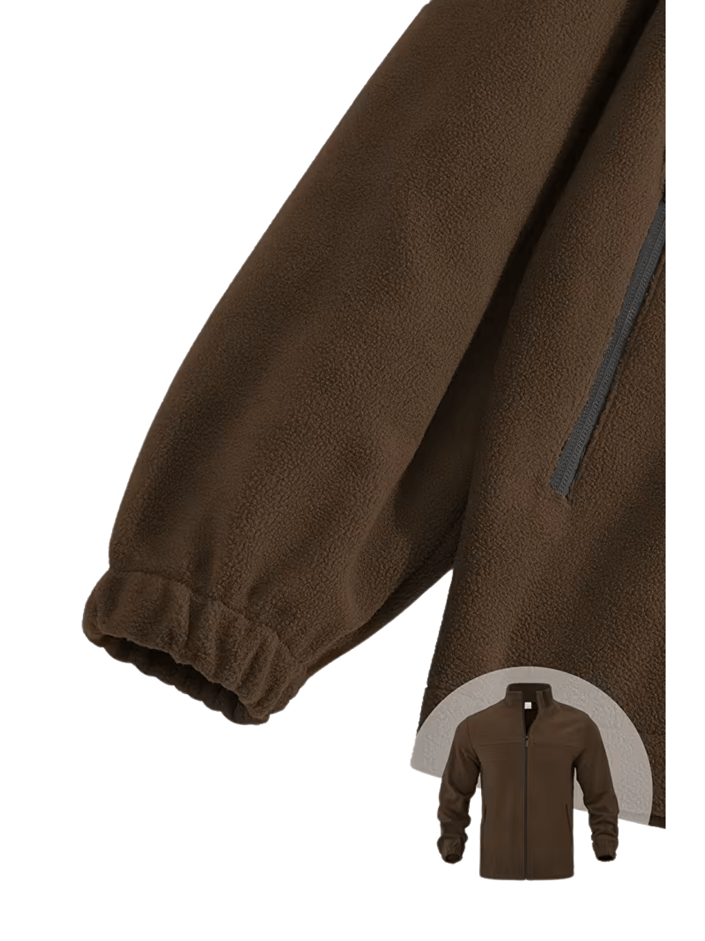 Kahverengi Genıus Store Erkek Polar Bato Yaka Tam Fermuarlı Cepli Polar BATO-POLAR-2