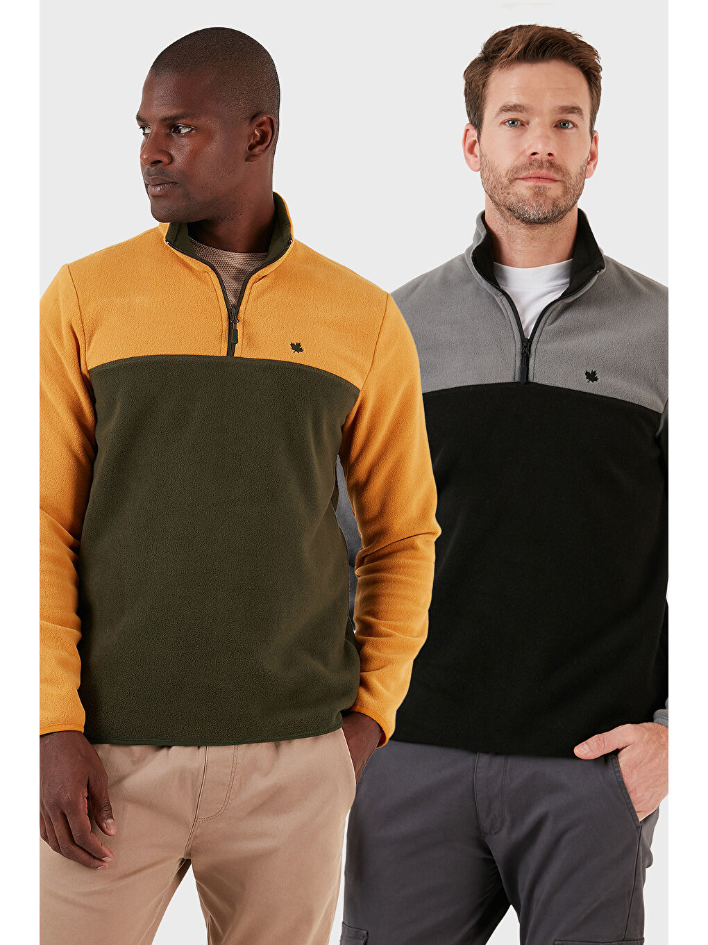 Gri Regular Fit Anti-Pilling Tüylenme Yapmayan Dik Yaka Şardonlu 2'li Paket Polar 5906016S2