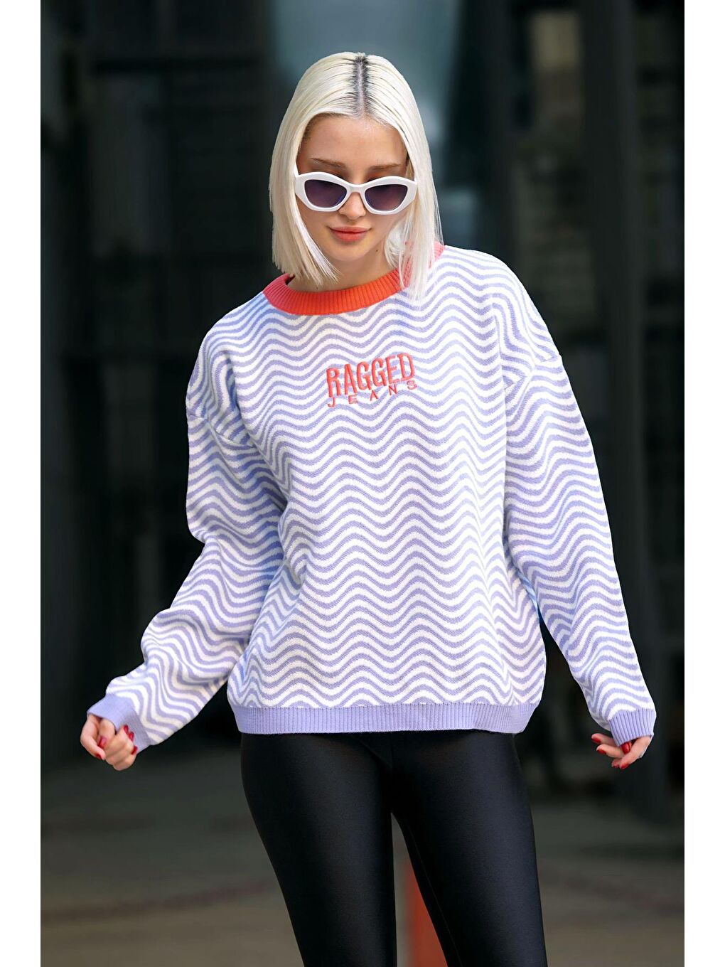 Lila Oversize Yeşil Kazak Mg1251-1