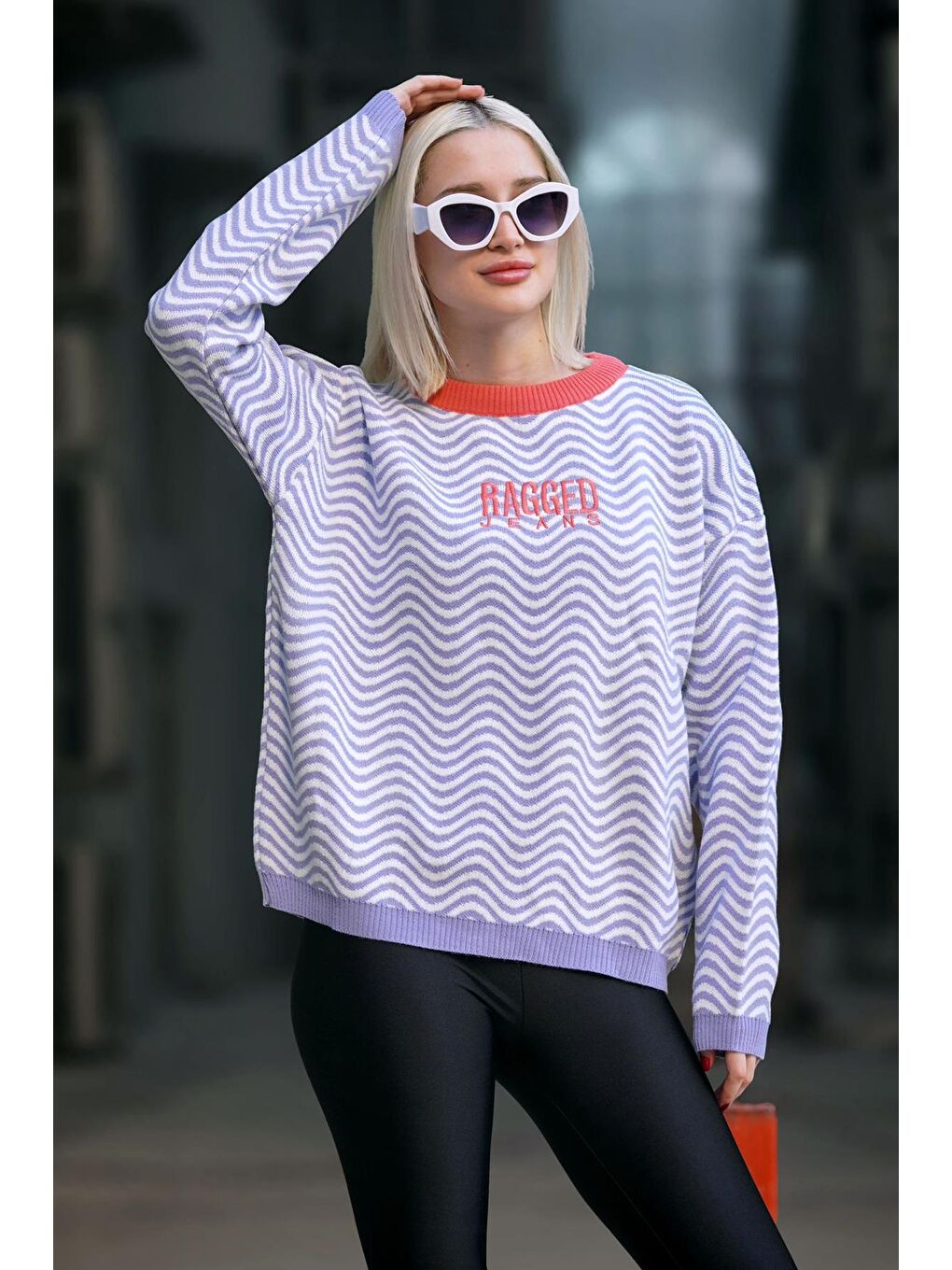 Lila Oversize Yeşil Kazak Mg1251-2