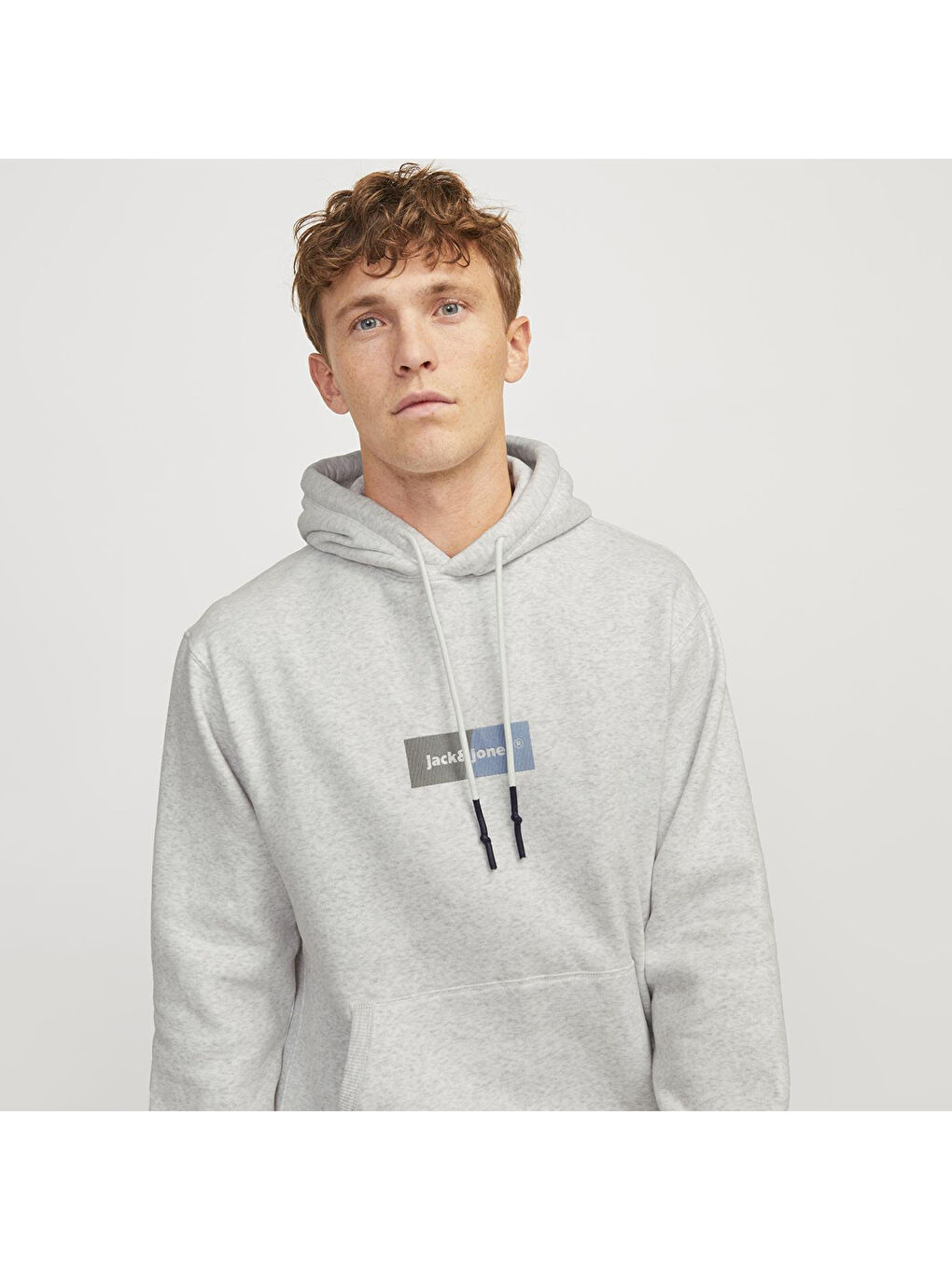 Jack & Jones Hood Bronx Rectangle Erkek Beyaz Kapüşonlu Sweatshirt - 1