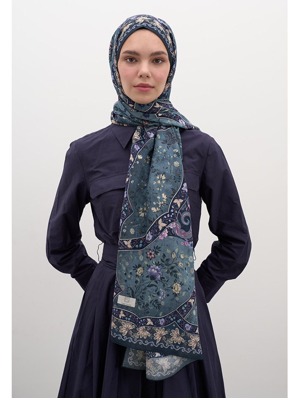 Berthe Desen Şal Lacivert-1