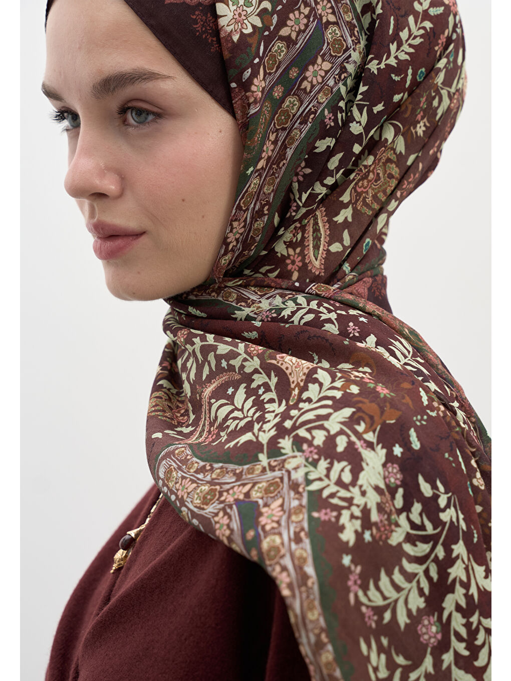 Cerıse Desen Şal Bordo-3