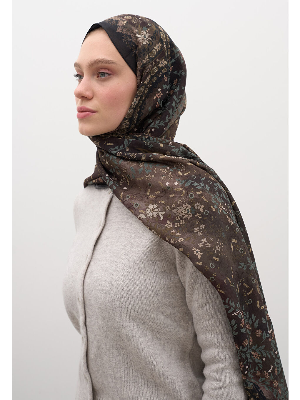 Cerıse Desen Şal Siyah-1